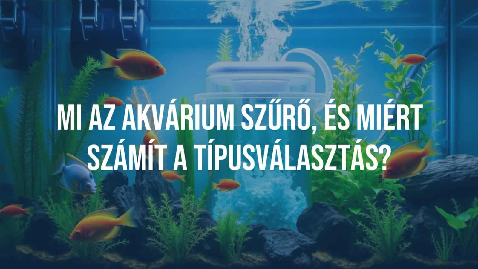 A modern aquarium filter in a clean freshwater tank, surrounded by healthy fish and aquatic plants, clear water, realistic lighting, detailed