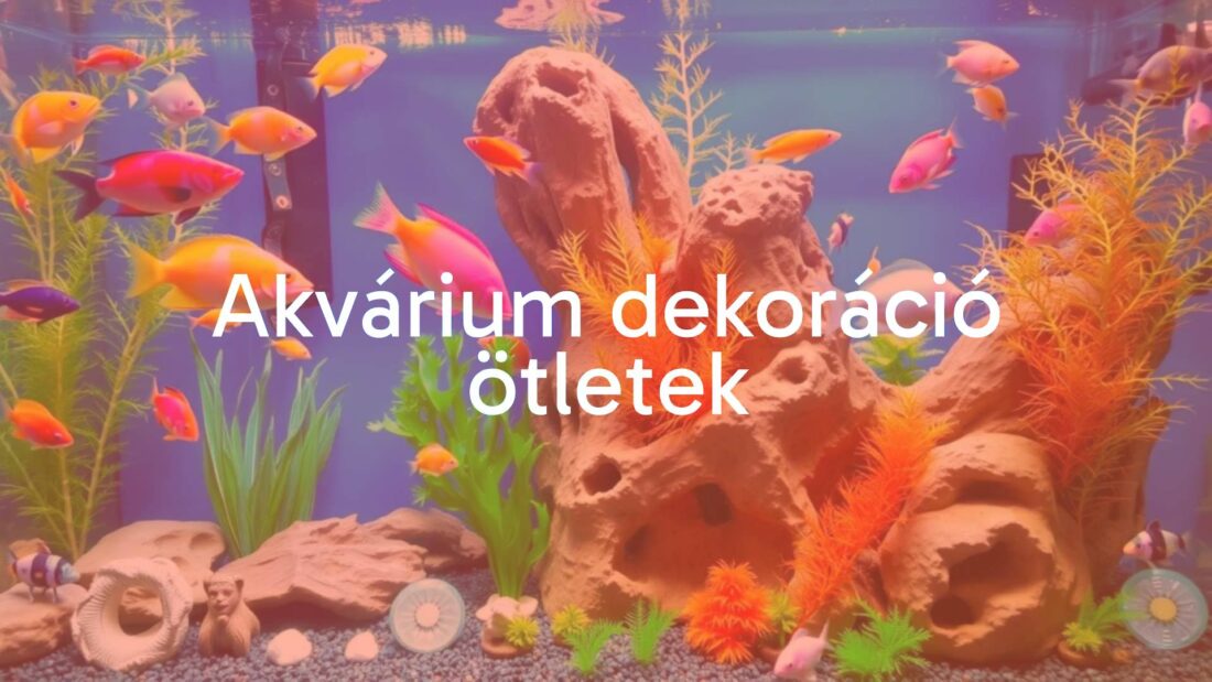 A beautifully decorated aquarium with colorful fish, lush aquatic plants, natural rocks, and creative ornaments, realistic and vibrant.