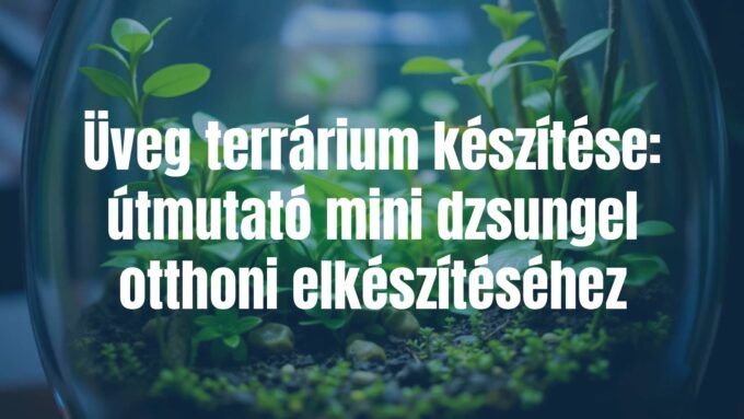 A small glass terrarium with lush green plants, mini jungle style, natural lighting, close-up, realistic.