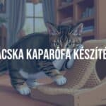 A homemade cat scratching post with a playful tabby cat, cozy home environment, realistic style.