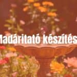 A handmade bird bath in a sunny garden, surrounded by colorful flowers, with birds drinking and splashing in the water, realistic style.