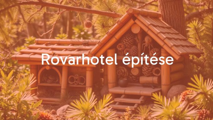 A rustic insect hotel in a garden, made of natural materials like wood, bamboo, and pine cones, surrounded by greenery, sunny day, realistic.