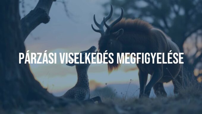 Two animals in a courtship display, natural habitat, sunset lighting, realistic.